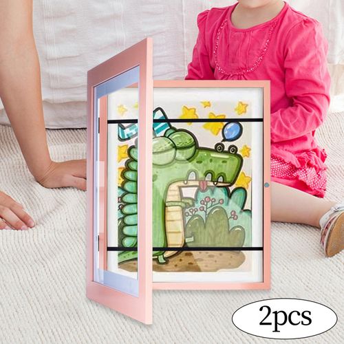 2x Wooden Photo Frame Front Open Artwork Picture Frame For Pink