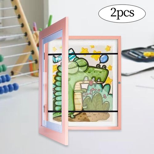 2x Wooden Photo Frame Front Open Artwork Picture Frame For Pink