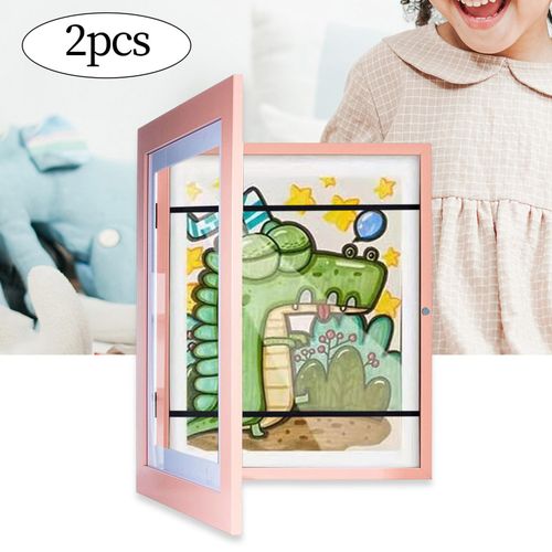2x Wooden Photo Frame Front Open Artwork Picture Frame For Pink