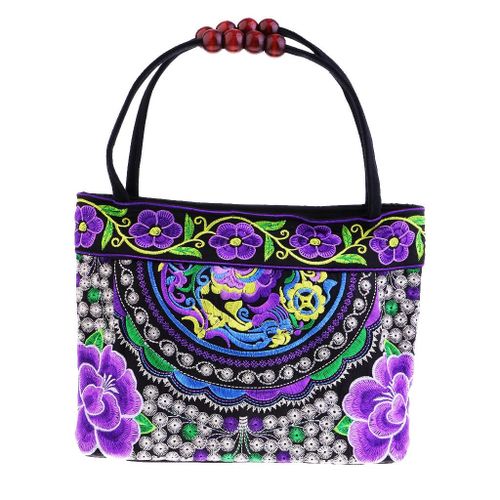 Double Sided Flowers Handmade Women Bags Travel Shoulder