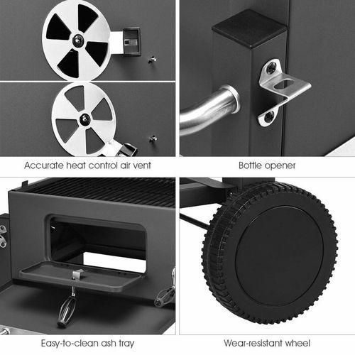 Charcoal Grill, BBQ Smoker Picnic Camping Patio Backyard Cooking- Black