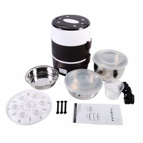 3 Layer 2 Litres Portable Electric Food Lunch Box Storage - Multicolor