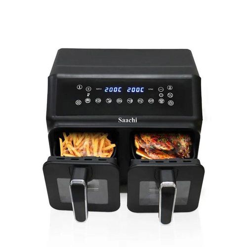Saachi 10 Liters Double Digital Airfryer With 8 Preset Functions - Black
