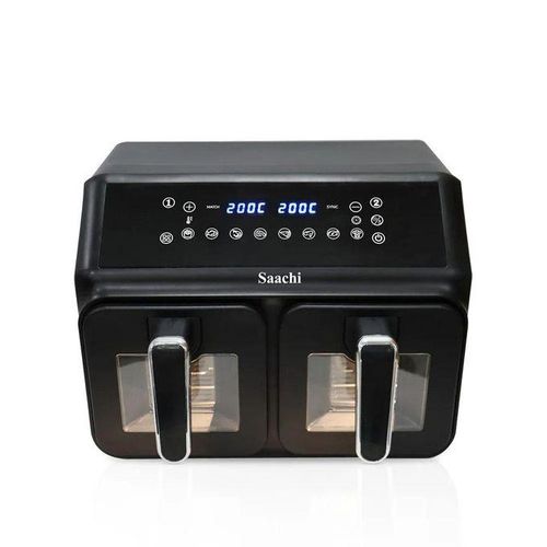 Saachi 10 Liters Double Digital Airfryer With 8 Preset Functions - Black