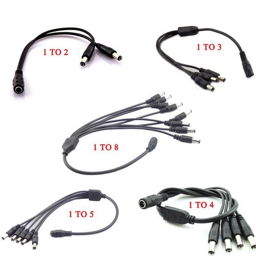 2.1*5.5mm 1 Female to 2 3 4 5 8 Male DC Power Splitter Plug Cable for CCTV Security Camera Accessories Power Supply Adapter 12V