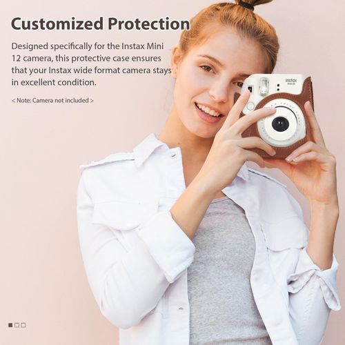Instant Camera Storage Case Camera Bag PU Leather Magnetic Buckle with Shoulder Strap Compatible with Fujifilm Instax Mini 12/11/9/8 NO5124
