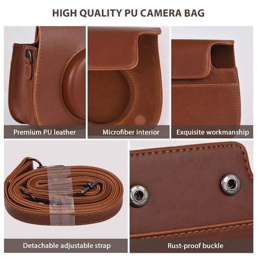 Instant Camera Storage Case Camera Bag PU Leather Magnetic Buckle with Shoulder Strap Compatible with Fujifilm Instax Mini 12/11/9/8 NO5124