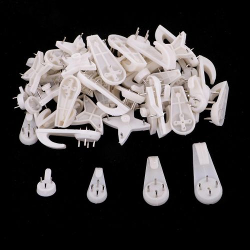 50Set Hook Non-Trace Wall Picture Hook Plastic Invisible Traceless
