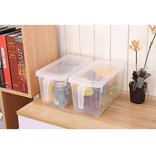 2pc Fridge Storage Container Box Holder Organiser Food Containers -Clear.