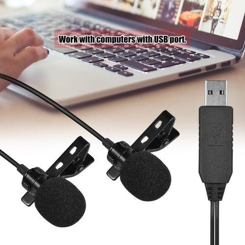 Andoer 6m20ft USB Dualhead Lavalier Lapel Microphone
