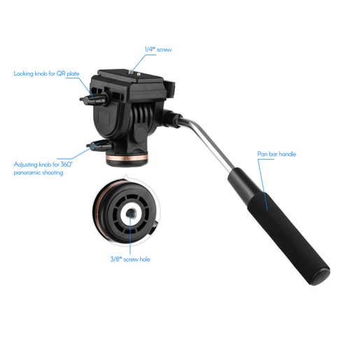 Professional Camera Video Fluid Drag Pan Head Damping