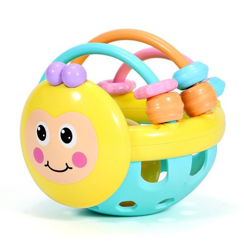 Baby Rattles Toys Shaker Grab Spin Rattle Biteable Bee Ball Rattle Toys Gifts for Infant Newborn Boys Girls,Yellow NO5236