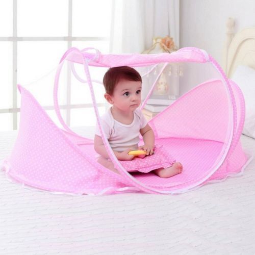 Portable Baby Travel Bed with Mosquito Net Crib - Pink