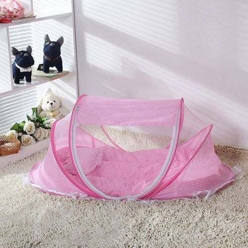 Portable Baby Travel Bed with Mosquito Net Crib - Pink