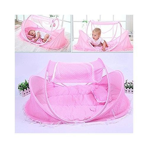Portable Baby Travel Bed with Mosquito Net Crib - Pink