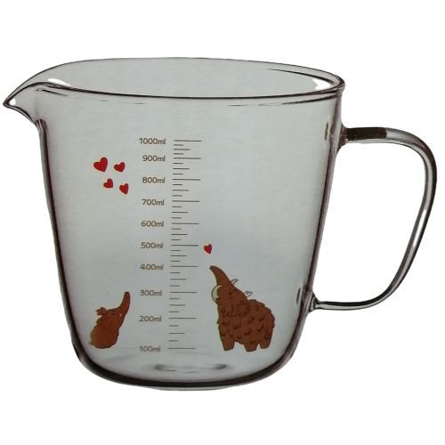 1000ml Heatproof Glass Beaker Measuring Cup With Handle- Clear