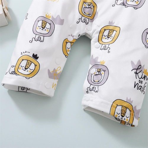 Baby Onesie Cotton Double Shoulder Sling Cartoon Animal Lion Elephant Print