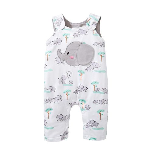 Baby Onesie Cotton Double Shoulder Sling Cartoon Animal Lion Elephant Print