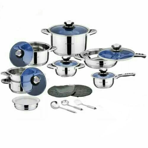 21 Pieces Of Heavy Stainless Steel Saucepans Cookware, Silver.