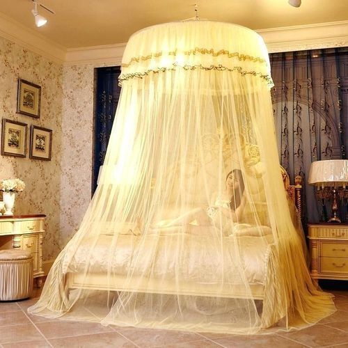 King Size Round Top Hanging Mosquito Net - Cream
