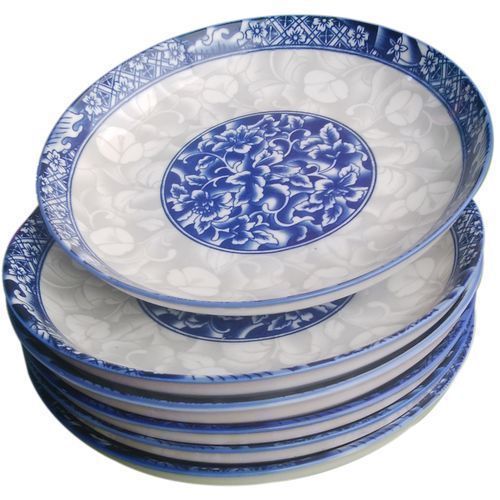 Other Set Of 6 Ceramic Dinner Plates &ndash; White & Blue