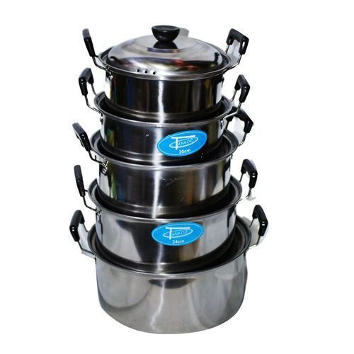 5Pcs High Grade Stainless Steel Serving Dishes - Silver