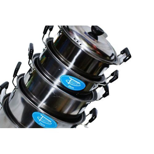 5Pcs High Grade Stainless Steel Serving Dishes - Silver