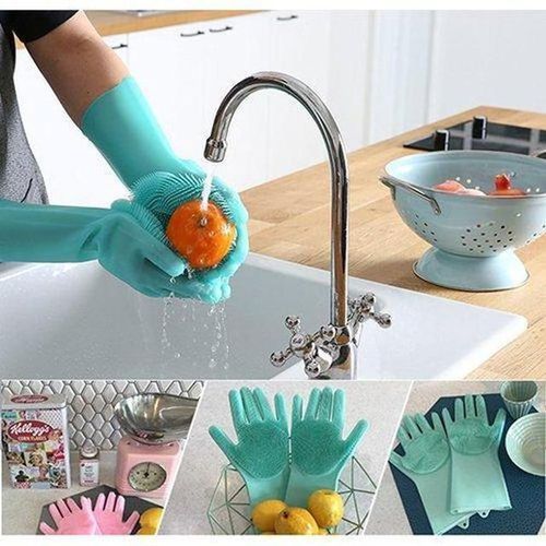 A Pair Of Bathroom And Kitchen Cleaning Hand Gloves -Blue.