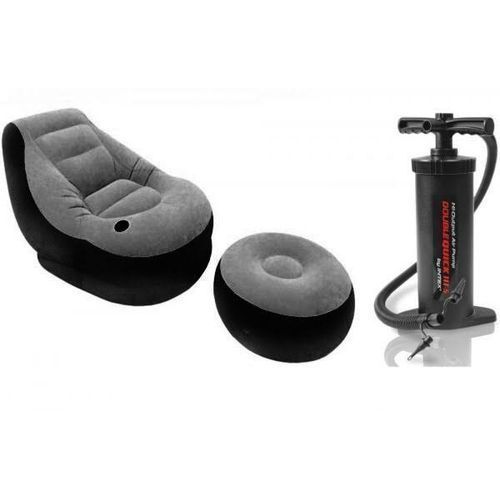 Intex Pressure Sofa Set Bean Bag With Footrest And Free Pump - Grey,Black