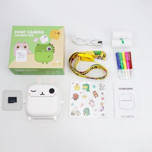 New high-definition children's camera cartoon printing and painting children's polaroid camera small gift toys drop shipping support White (HD dual camera) +32G