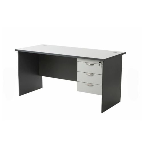 Office Table 140cm With Drawers-Black And White