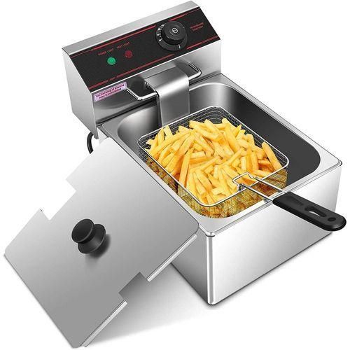6 Litres Commercial Deep Fryer Stainless Steel - Silver