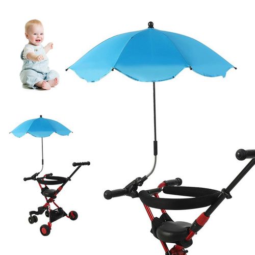 Baby Kid Stroller Umbrella Easy to Install Adjustable Direction Stroller Accessories for Thoughtful Baby Shower Gift,Sky Blue Silver Glue NO5308