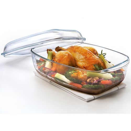 Pyrex Glass Rectangular Casserole Oven Dish with Lid,6.5L,Colourless