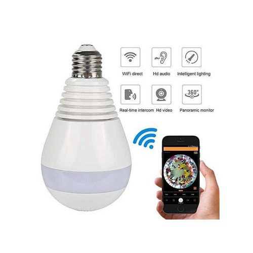 960P Wireless Panoramic IP Camera Bulb Light Wifi FishEye 360 Degree Surveillance Security Monitor By HT