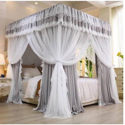 4 Stands Curtains Canopy Luxurious Mosquito Net- Multicolour