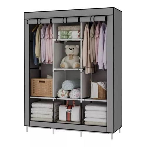 Large Capacity Fabric Wardrobe (Not Assembled)  - Gray