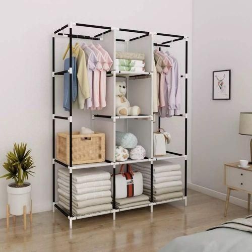 Large Capacity Fabric Wardrobe (Not Assembled)  - Gray