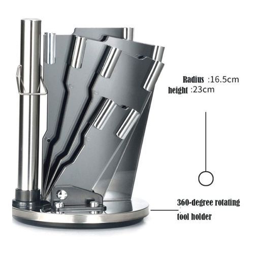 9 Piece Kitchen Knife Set On A Rotating Plate Stand - Color may Vary