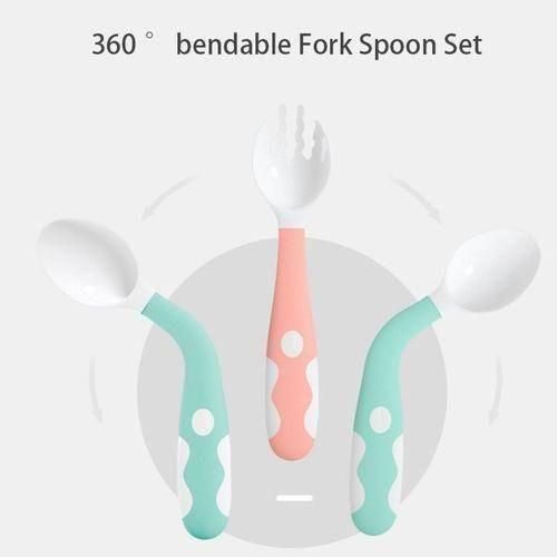 Baby Training Spoons Forks 1 Sets,Toddler Feeding Utensils Set Children Tableware Travel Set