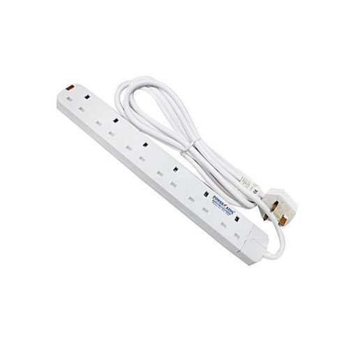 Flat Iron, Electric Kettle 2L & 6 Way Extension Cable - Silver,White