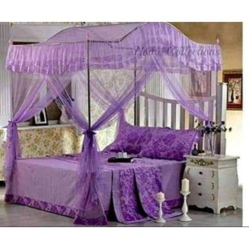 4 Stands Top Curved Mosquito Net - Purple