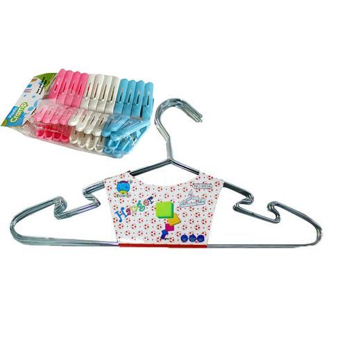 Steel Hangers 10 Pieces + 24 Pegs - Silver