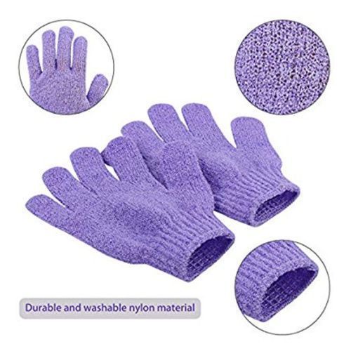 A Pair of Exfoliating Bath Gloves - Purple