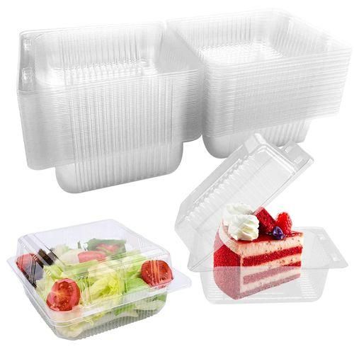 915 Generation 100Pcs Single Individual Cake Slice Boxes Dessert Containers Cheesecake Boxes Stackable Square Boxes Clear Food Boxes