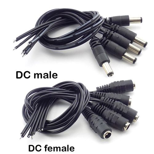 DC 5.5x2.1mm Female Male Plug Jack Power Supply Cable Wire Connecter Adapter Connector for LED Lights Strip CCTV Camera
