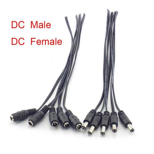 DC 5.5x2.1mm Female Male Plug Jack Power Supply Cable Wire Connecter Adapter Connector for LED Lights Strip CCTV Camera