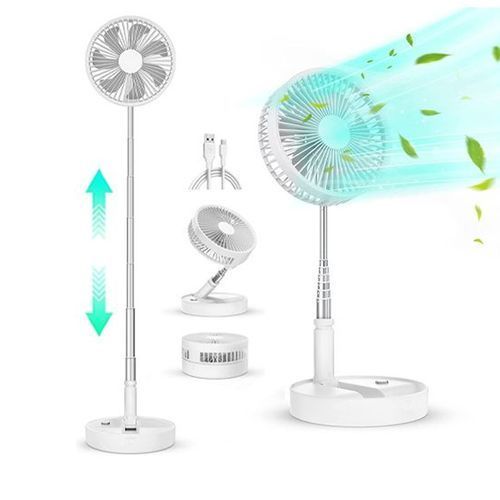 Rechargeable Fan USB Folding Bracket Telescopic 7.7Inch-Whit