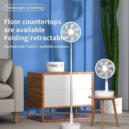 Rechargeable Fan USB Folding Bracket Telescopic 7.7Inch-Whit