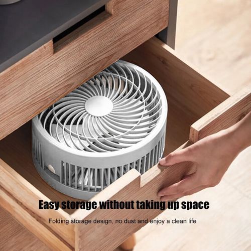 Rechargeable Fan USB Folding Bracket Telescopic 7.7Inch-Whit
